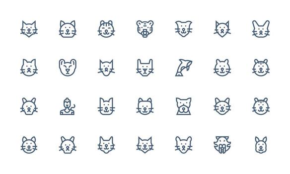 Mammal Icon Set with 28 Bold Line Graphics Complete Icon Bundle for Web Design vector
