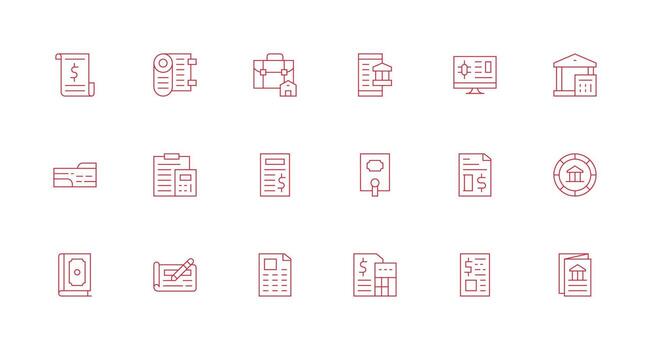 Ledger Set with 18 Minimal Line Icons Web and App Icon Pack Collection vector