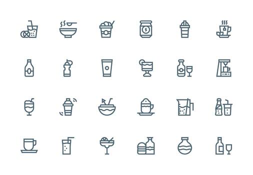 24 Thick Line Line Icons for Drink Graphics Scalable Icons for Cross-Platform Interfaces vector