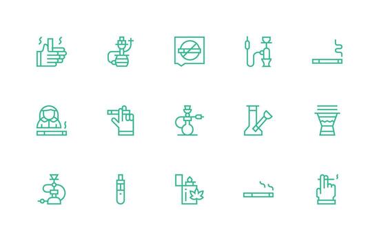 15 Regular Line Style Icons from Smoking Collection UI-Ready Icon Collection vector