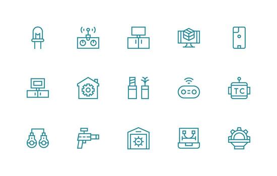Regular Line Style Tech Icons with 15 Vectors High-Resolution Icons for Any Platform