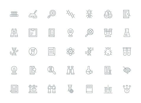 35 Light Line Icons for Research Graphics Core Icon Collection for Daily Tasks vector
