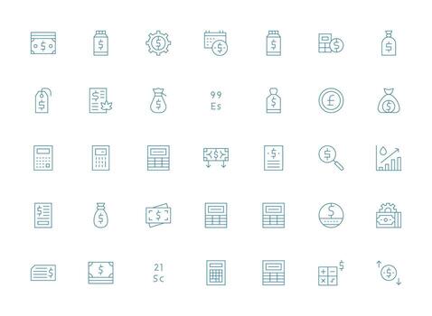 35 Light Line Icons for Cost Graphics Clean Icon Set Icon Pack for UI Projects vector