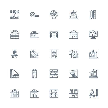 Medium Stroke Outline Icons from Blueprint Set with 25 Vectors Complete Icon Set for Mobile Apps