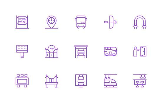 15 Icons for Transit in Regular Line Format Flexible Icon System for Web Interfaces vector
