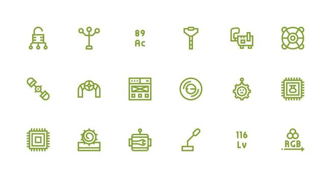 componente icono conjunto con 18 fuerte carrera línea gráficos línea icono colección vector