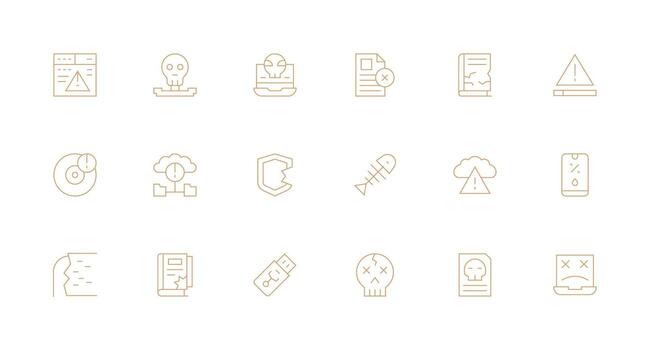 18 Minimal Line Style Icons from Corrupted Collection Multi-Purpose Icon Pack for Templates vector