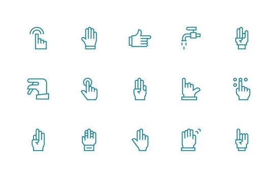 15 Tap Icons in Regular Line Aesthetic Complete Icon Bundle for Web Design vector