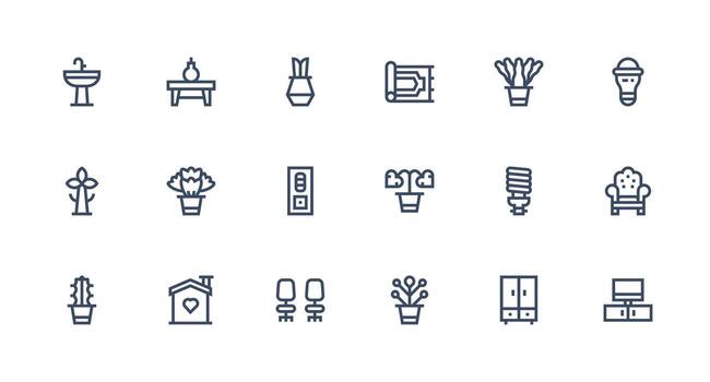 Strong Stroke Line Icons from Interior Design Set with 18 Vectors Scalable Icons for Cross-Platform Interfaces