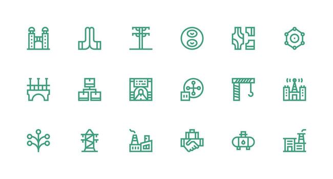 18 fuerte carrera línea vectores para infraestructura tema esencial íconos para rápido ui edificio