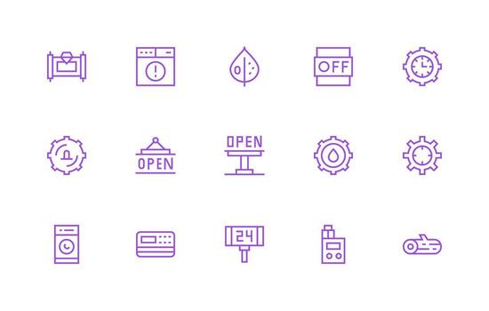15 Icons for Operational in Regular Line Format Light Icon Series vector