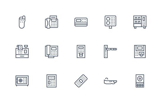 regular línea estilo teclado íconos con 15 vectores interfaz íconos para diario utilizar