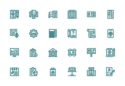 Documentation featuring 24 Icons in Thick Line Line Design Style Icon Set vector