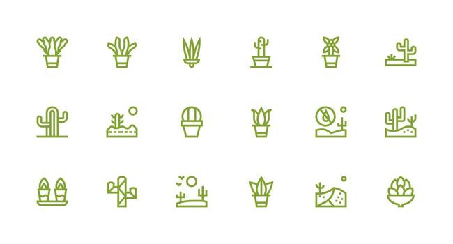 18 Icons for Cactus in Strong Stroke Line Format UI and UX Focused Icon Collection vector