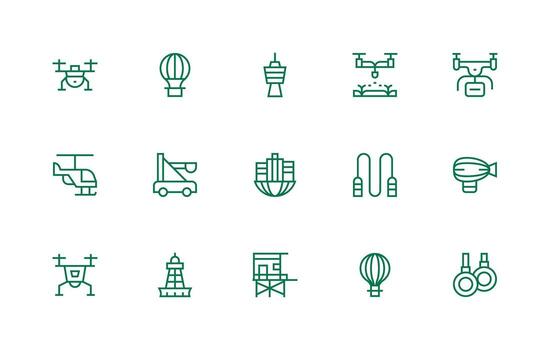 Regular Line Icons from Aerial Set with 15 Vectors UI and UX Focused Icon Collection