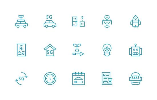 Future Icon Collection with 15 Regular Line Designs Simplified Icon Pack for Visual Tools vector