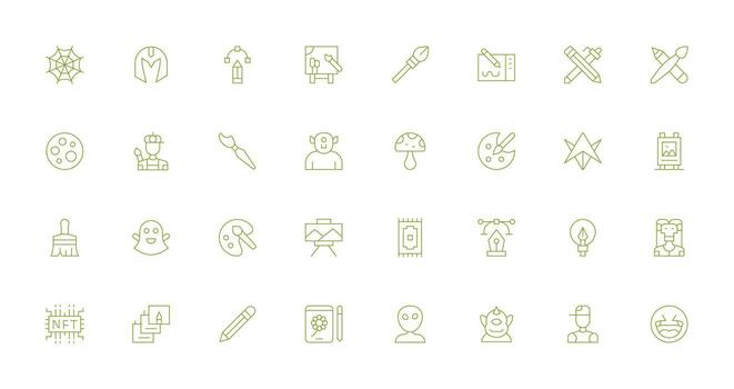 32 Thin Line Icons for Digital Art Graphics Responsive Icon Set for Flexible Layouts vector