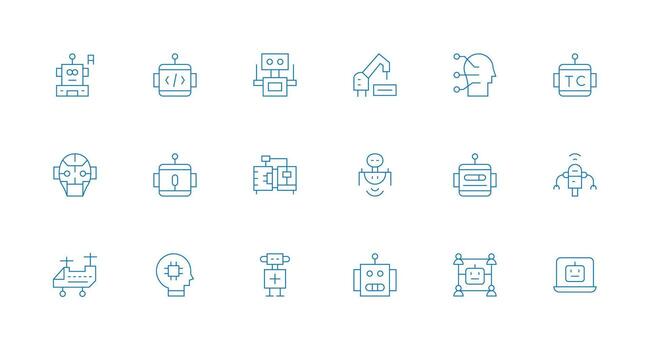 18 Icons for Robotics in Minimal Line Format Scalable Icon Pack vector