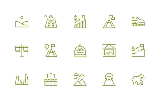Peak Set with 15 Regular Line Icons Icon Set for Projects vector