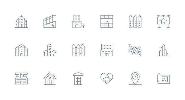 mínimo línea íconos desde propiedad conjunto con 18 vectores icono conjunto para proyectos