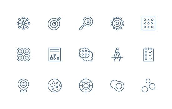 15 Regular Line Icons for Circles Graphics Complete Icon Bundle for Web Design vector