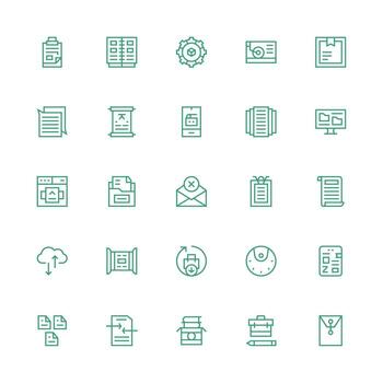 archivo icono conjunto con 25 medio carrera contorno gráficos simplificado icono paquete para visual herramientas vector