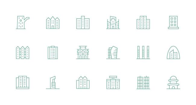 mínimo línea estilo condominio íconos con 18 vectores lleno icono biblioteca para ui diseñadores