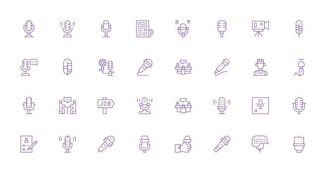 32 Icons for Interview in Thin Line Format Neatly Designed Icons for Web Platforms vector