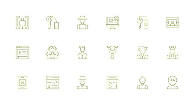 18 íconos para iniciar sesión en mínimo línea formato simplificado icono paquete para visual herramientas vector