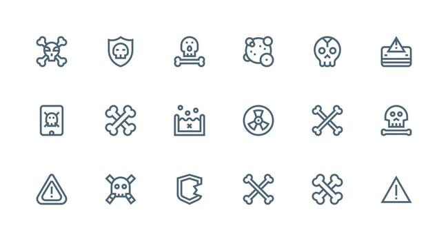 Unsafe Icon Set with 18 Strong Stroke Line Graphics Scalable Icons for Cross-Platform Interfaces vector
