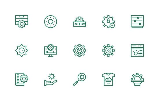 Customize Design Icons featuring 15 in Regular Line Style Clean Icon Set Icon Pack for UI Projects vector