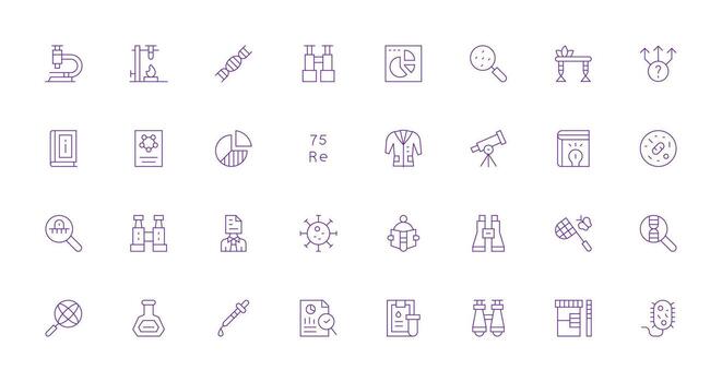 Research Set with 32 Thin Line Icons Clean Icon Set Icon Pack for UI Projects vector