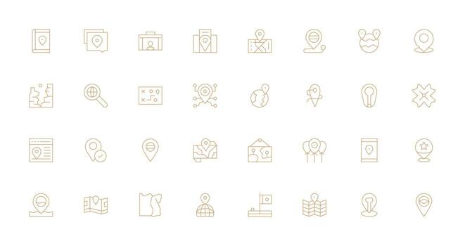 región conjunto con 32 Delgado línea íconos rápido acceso íconos para ui desarrollo vector