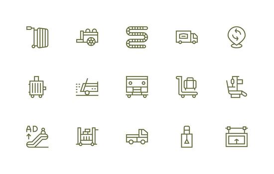 Moviente diseño íconos presentando 15 en regular línea estilo completamente editable icono conjunto para web vector