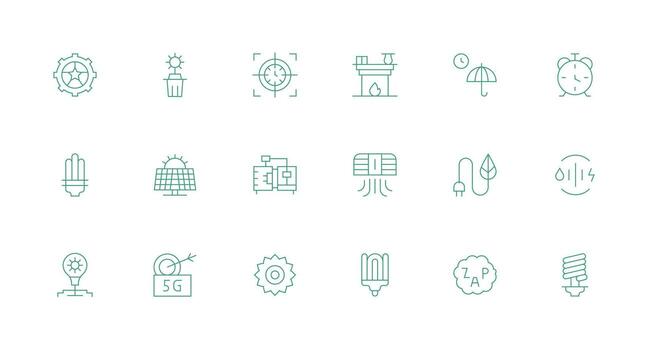 Efficient Icon Collection with 18 Minimal Line Designs Scalable Icon Pack vector