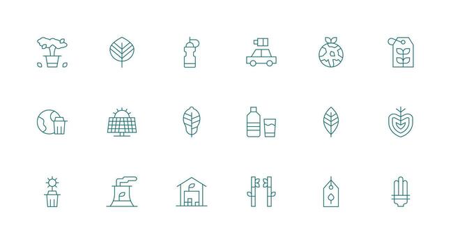EcoFriendly Set with 18 Minimal Line Icons Design Ready Icon Set for Teams vector