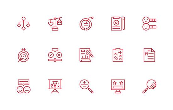 regular línea íconos desde evaluación conjunto con 15 vectores glifo icono serie