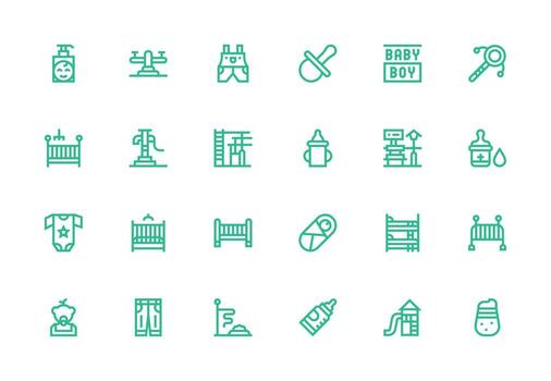 24 Icons for Toddler in Thick Line Line Format Sharp Icons for Presentations vector