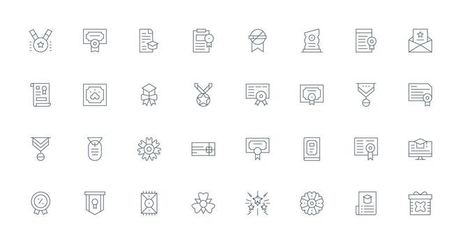 Certificate Set with 32 Thin Line Icons Multi-Purpose Icon Set vector