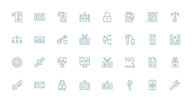 Authorization Visual Pack containing 32 Thin Line Icons Icons Built for Visual Consistency Pack vector