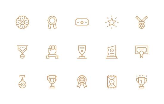 Accolade Icon Collection with 15 Regular Line Designs Icon Set for Projects vector
