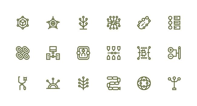 18 Strong Stroke Line Icons for Node Graphics Flexible Icon System for Web Interfaces vector