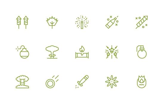 Regular Line Style Explosion Icons with 15 Vectors Minimal Icon Set for Interface Projects