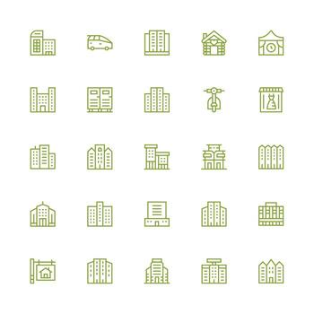 Medium Stroke Outline Icons from Rental Set with 25 Vectors Balanced Icon Set for Functional Design