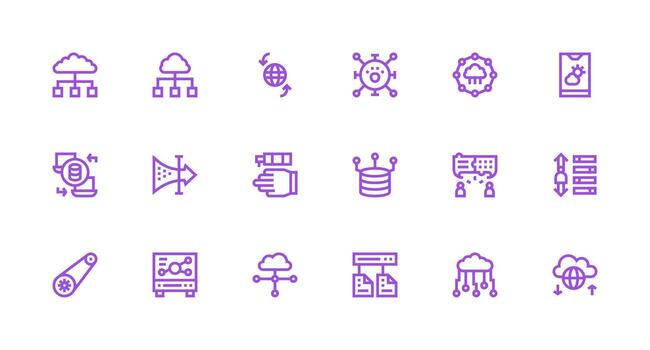 18 Strong Stroke Line Style Icons from Synchronization Collection Essential Icon Collection vector