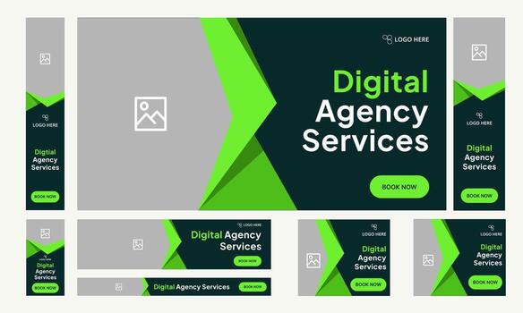 Web set banner design for social media post, digital marketing agency web set banner design, fully customizable eps 10 file format vector