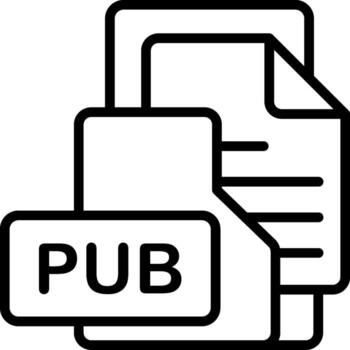 PUB File Format Folder Icon Outline Style Design vector