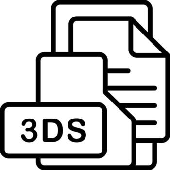 3DS File Format Folder Icon Outline Style Design vector