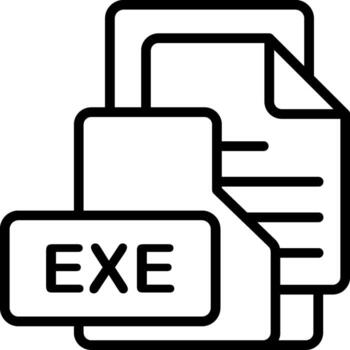 EXE File Format Folder Icon Outline Style Design vector