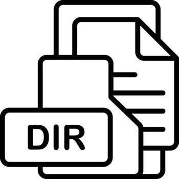 DIR File Format Folder Icon Outline Style Design vector